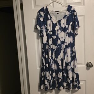 Papillon Blue and White Midi Dress